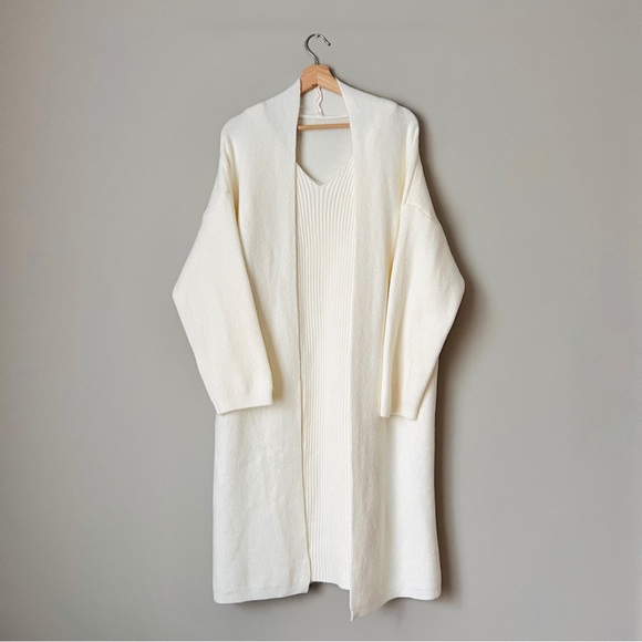 NWOT White Knit V-Neck Two Piece Sweater Dress - Picture 2 of 5